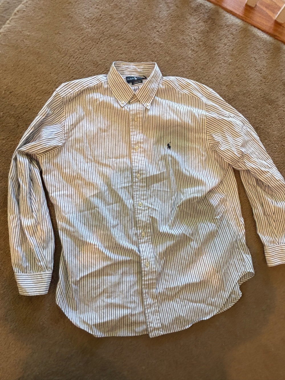 Ralph Lauren Men's Long Sleeve Striped Oxford Button Down Shirt 16.5 32/33